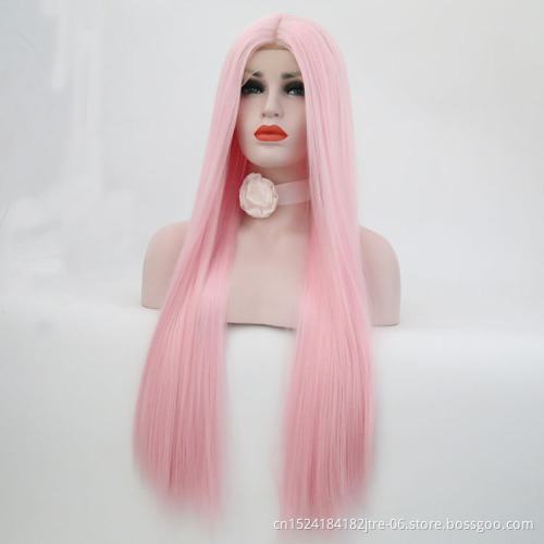 Colorful synthetic long hair wigs, wholesale ombre color silky straight longest lace front wig